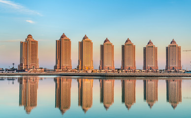 Residential buildings on the Pearl, an artificial island in Doha, Qatar