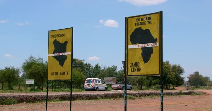 Traffic Crosses The Equator; Equator Crossing; Baringo County, Kenya, Africa