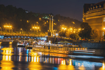 Fototapeta na wymiar embankment of the Vltava river in Prague, the capital of Czech Republic