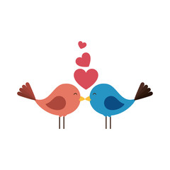 cute birds with hearts vector illustration design