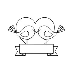 cute birds with hearts vector illustration design