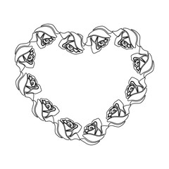 beautiful roses with heart shaped vector illustration design