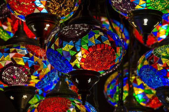 Decorative chandelier detail in Turkey. Close up