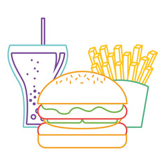 burger french fries and soda glass food vector illustration