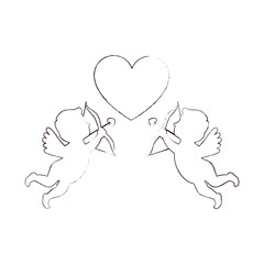 cupid angels with heart vector illustration design