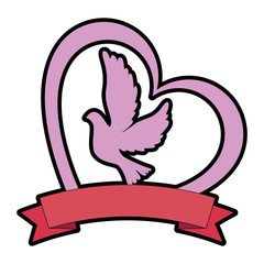 dove with heart icon vector illustration design