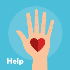 hand with heart help vector illustration design