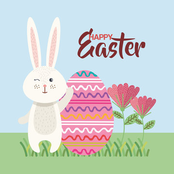 eggs paint and flowers easter season vector illustration design