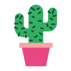 potted cactus natural decoration ornament vector illustration