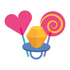 lollipops and ring diamond cartoon image vector illustration
