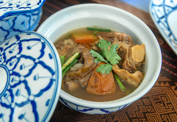 Pork boiled gravy suop with heabs,Thai traditional,Thai food