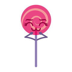 cartoon round lollipop swirl kawaii character vector illustration