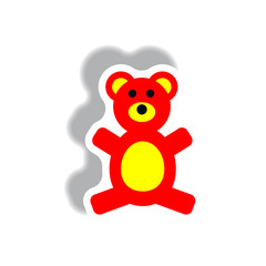 stylish icon in paper sticker style toy bear