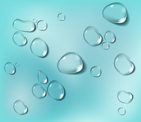 Realistic transparent Water drops composition.