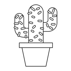 potted cactus natural decoration ornament vector illustration outline design