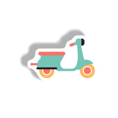stylish icon in paper sticker style retro scooter