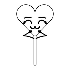 cartoon heart lollipop kawaii character vector illustration outline design