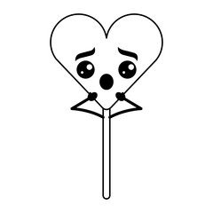 cartoon heart lollipop kawaii character vector illustration outline design