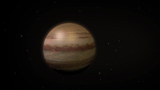 Jupiter in outer space as stars approach camera - Image Courtesy of NASA