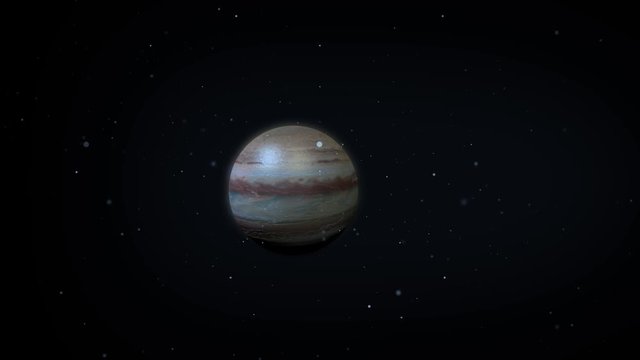 Jupiter in outer space as stars approach camera ALT  - Image Courtesy of NASA