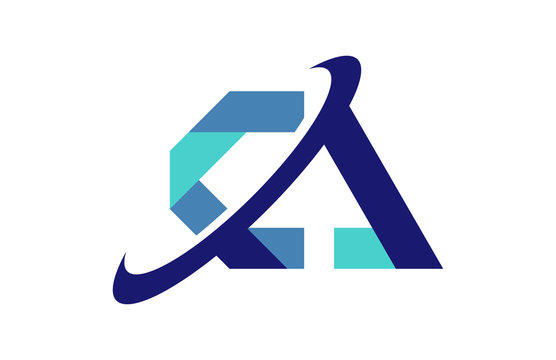 CA Ellipse Swoosh Ribbon Letter Logo