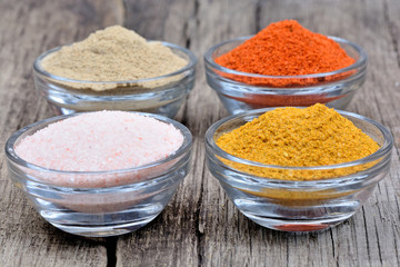 Spices in a bowls on table