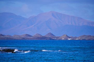 blue ocean and mountains on the island