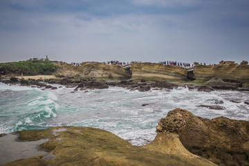 taipei/taiwan - 12/12 2017 : Waves and Rocks of Taiwan