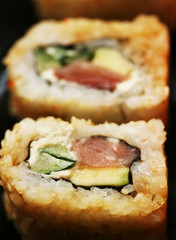 rolls with shrimp, crab and avocado 