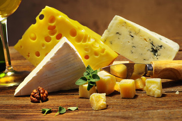 Cheese in assortment close-up