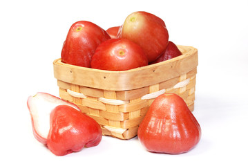 Red rose apple isolated on white background      