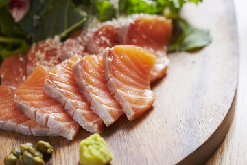 Fresh raw salmon sashimi 