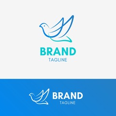 Obraz premium Bird Line Simple Logo template icon symbol with blue and turquoise color