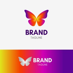 Butterfly Blend logo template icon symbol with vibrant color