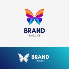 Butterfly Ribbon logo template icon symbol with vibrant color