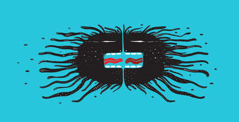 Imaginary psychedelic underwater beast characters. Vector illustration.