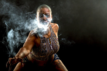 Fototapeta na wymiar african female smoking