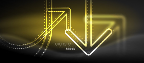 Techno neon glowing arrow background