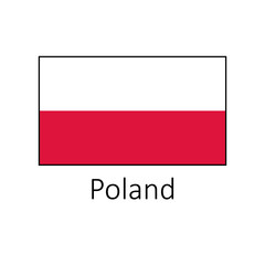 Flag of Poland with name icon. Official colors and proportion correctly. National Poland Flag vector. Poland Flag vector illustration. National Poland Flag vector