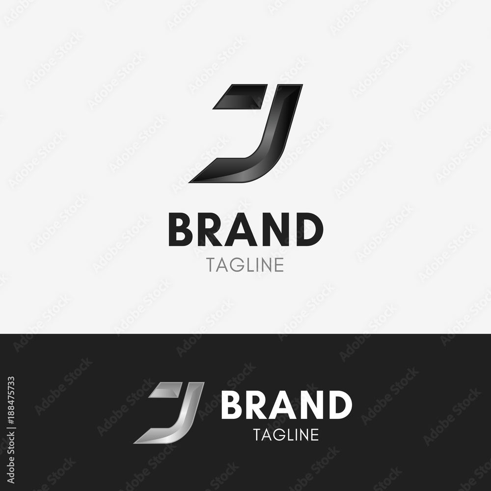 Wall mural letter j metal logo template element symbol in black gradient color