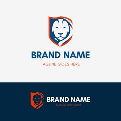 Lion Shield Logo template element symbol in negative space