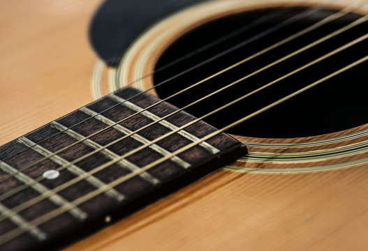 Closeup of guitar strings