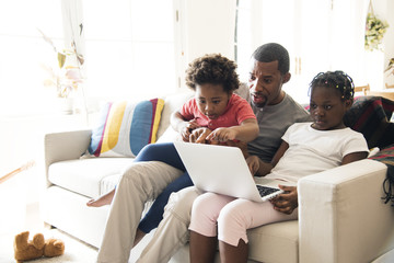 Black family spending time together