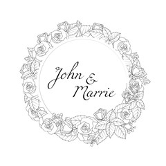 Floral round frame wedding invitation