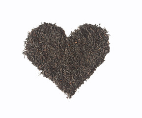 isolated black tea on white background - studio shot from above