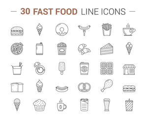 Fast Food Line Icons