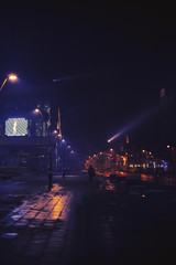 Fototapeta na wymiar Little city at night in the winter