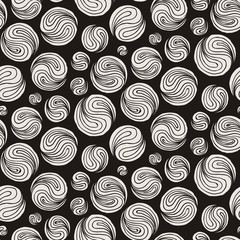 Seamless doodle print of moons or ing-yang