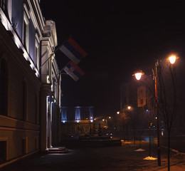 Plakat Little city at night in the winter