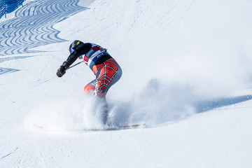 People are having fun in downhill skiing and snowboarding